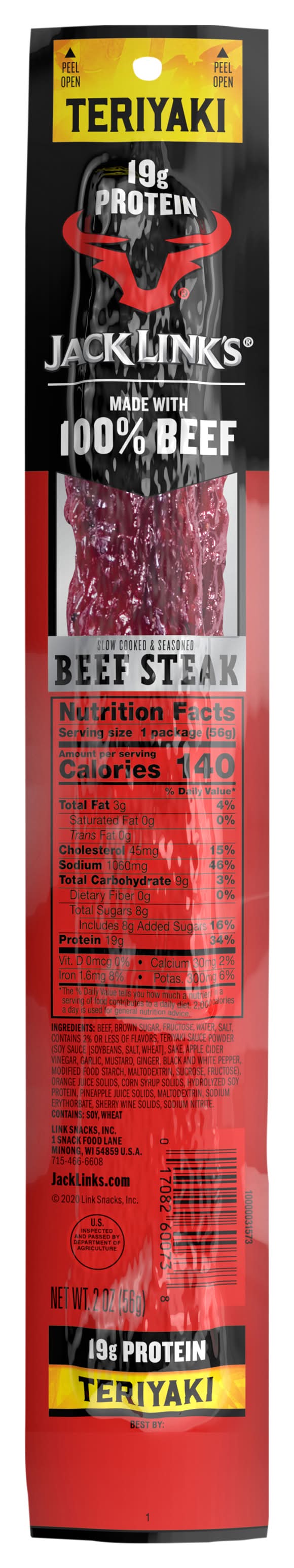 Jack Link's Jumbo Slow Cooked & Seasoned Beef Steaks, Teriyaki (2 oz)