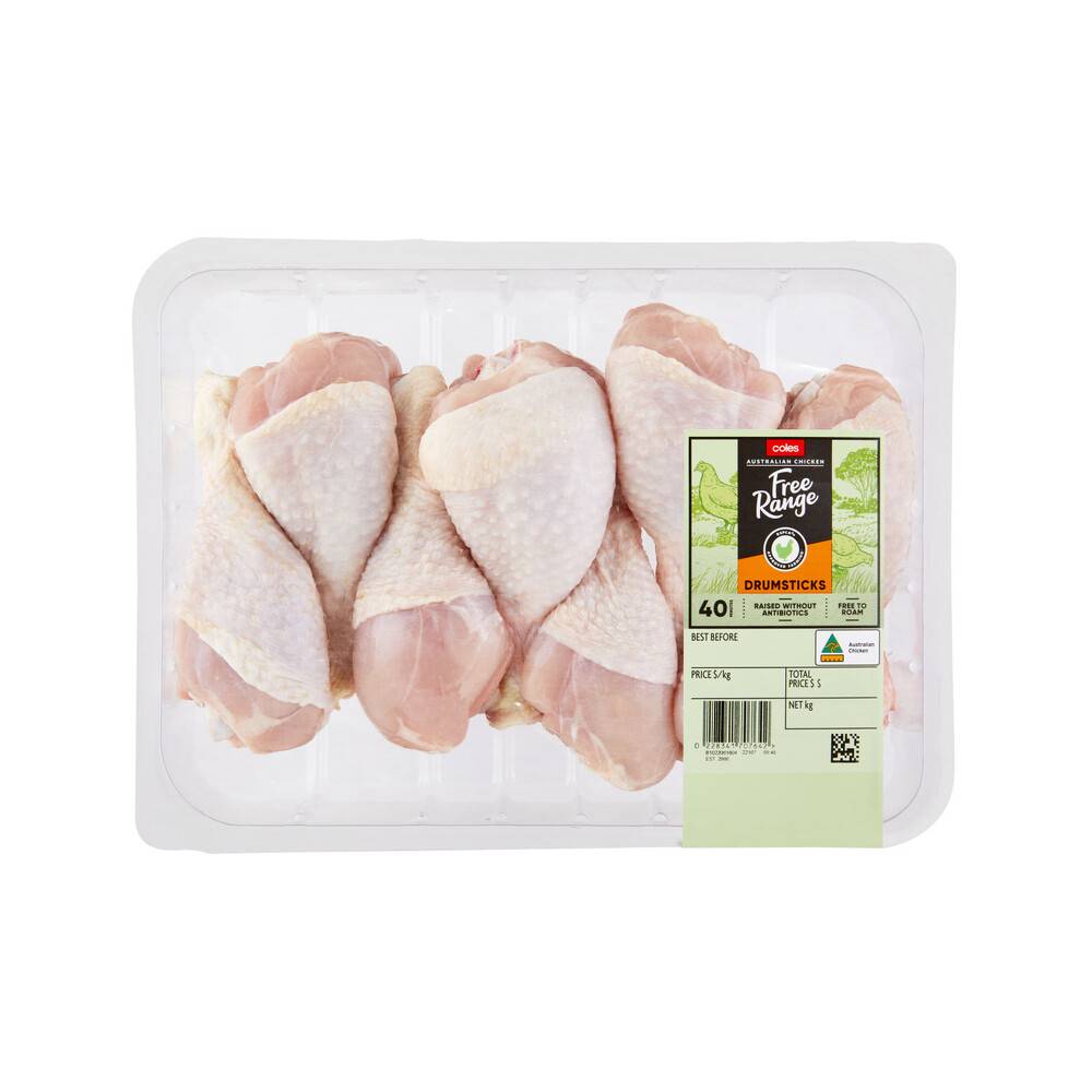 Coles Free Range RSPCA Approved Chicken Drumsticks approx. 1.4kg