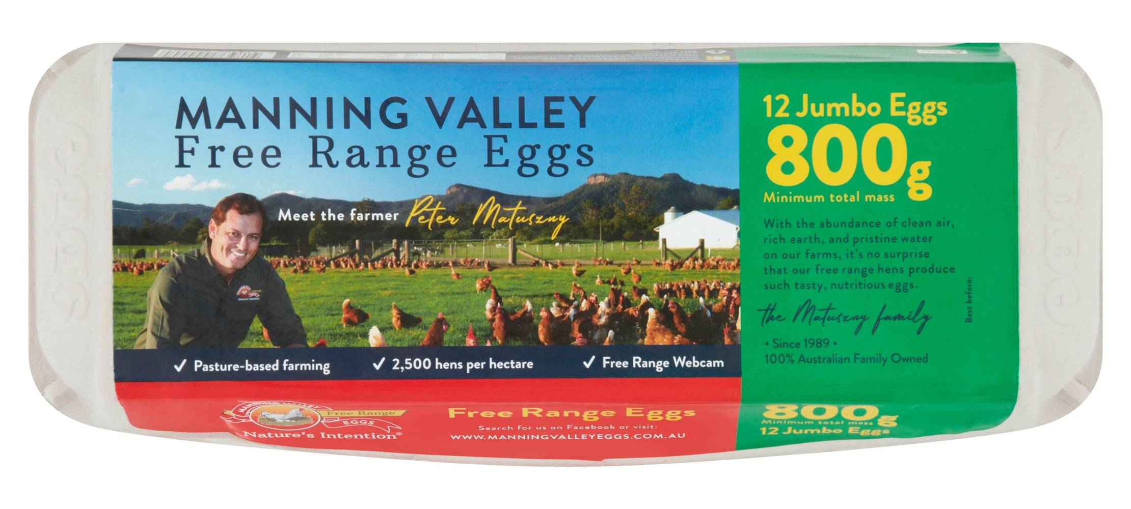 Manning Valley Free Range Eggs Jumbo Eggs (800g, 12 pack)