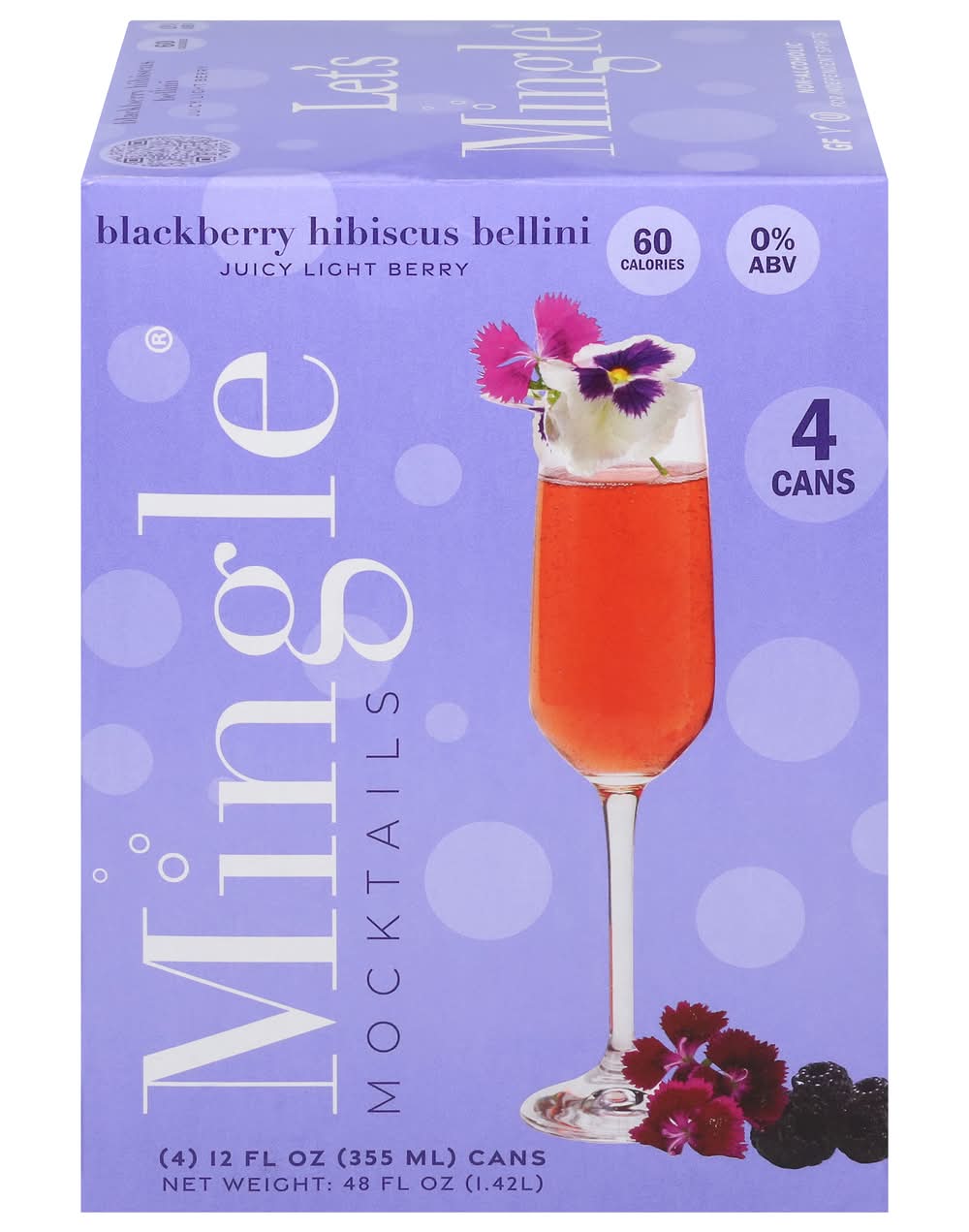 Mingle Blackberry Hibiscus Bellini Mocktails (4 x 12 fl oz)
