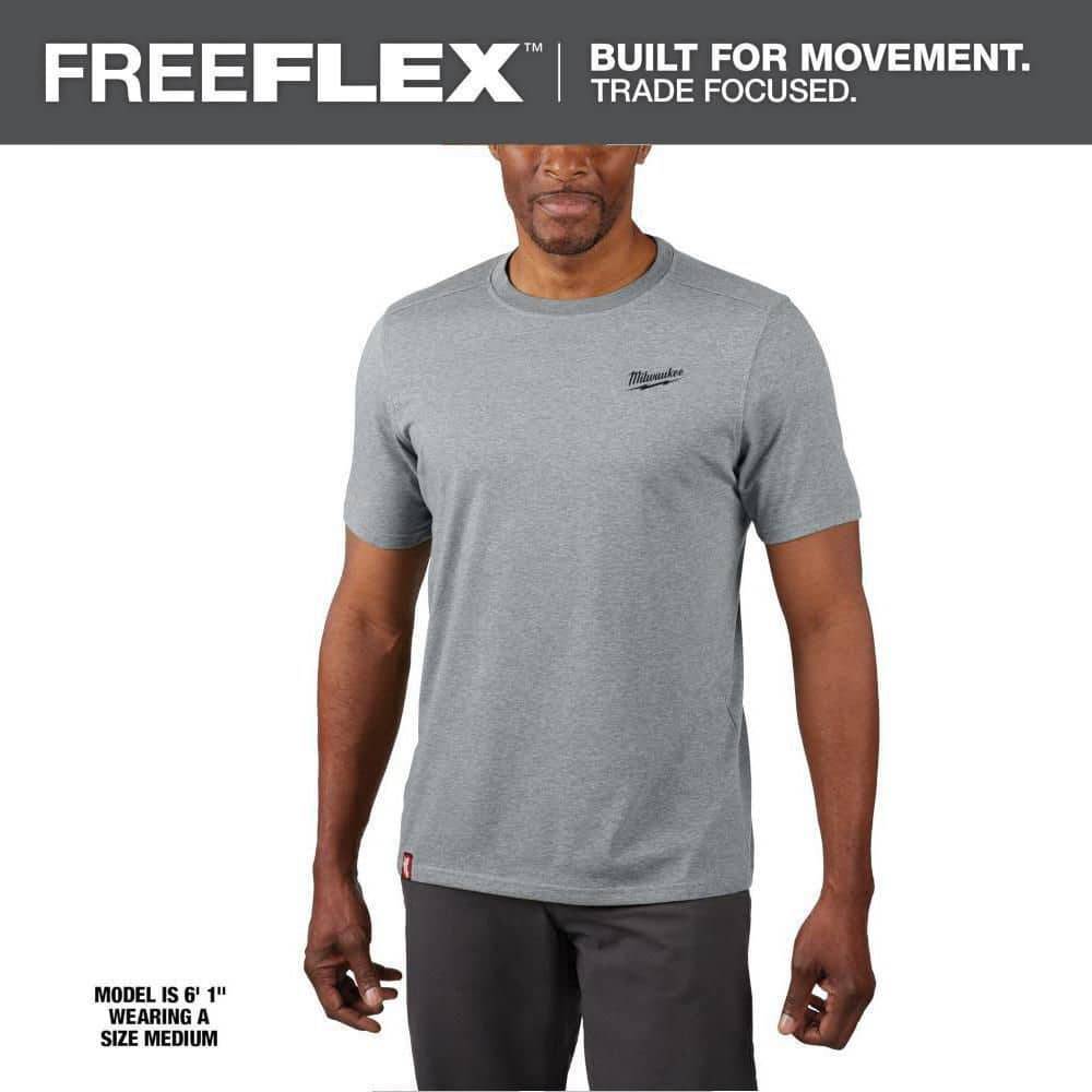 Milwaukee Short Sleeve Hybrid Work Tshirt, Male, Xl, Gray