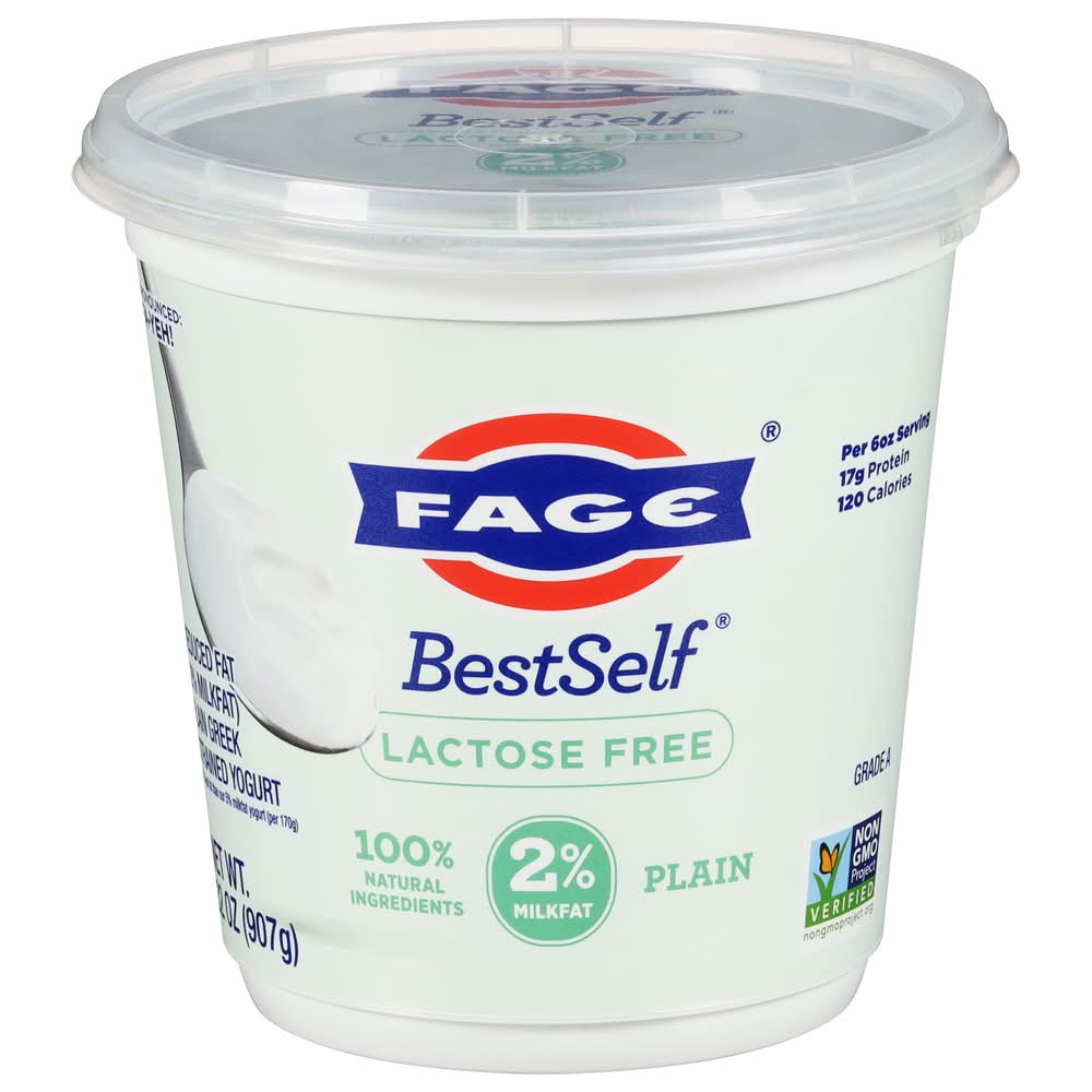 FAGE Bestself Lactose Free Reduced Fat Greek Strained Plain Yogurt (32 oz)