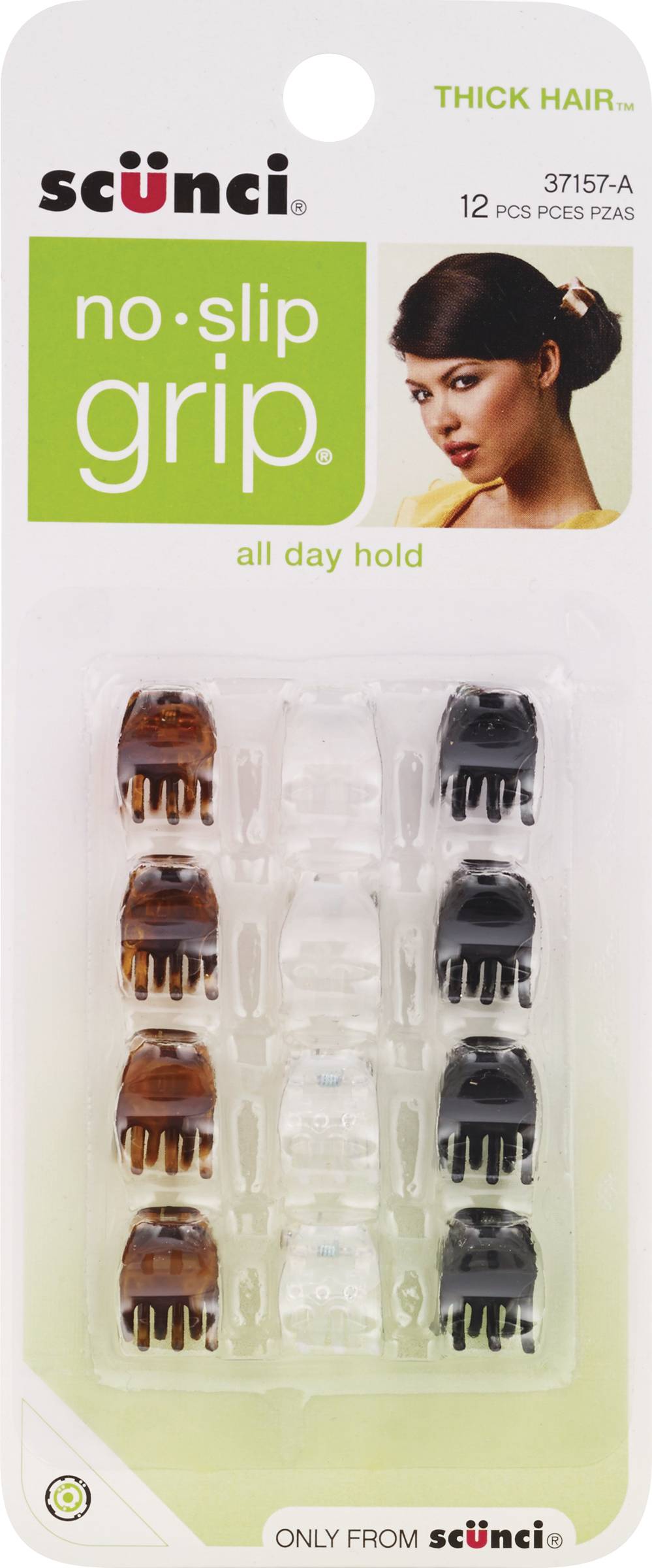 Scunci All Day Hold Mini Jaw Clips, 12 Ct