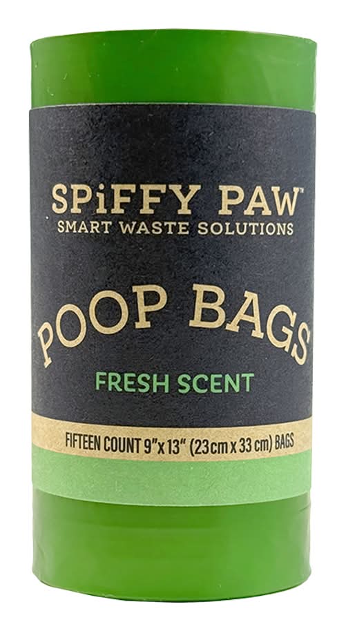 Spiffy Paw Fresh Scent Poop Bags for Waste Disposal (15 ct - Single Roll)