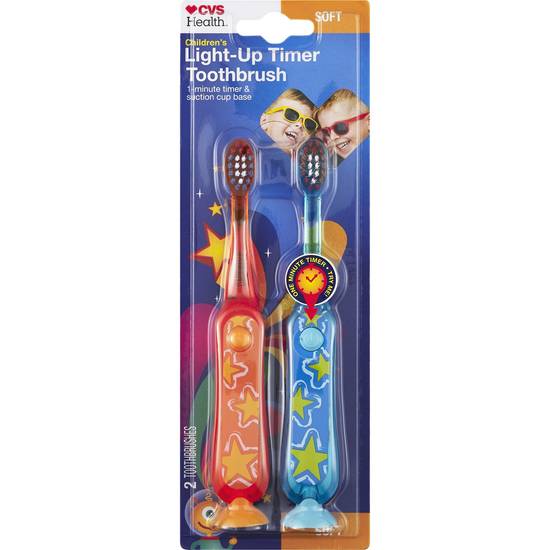CVS Health Kids Light-Up Timer Toothbrush, Soft Bristle, 2CT