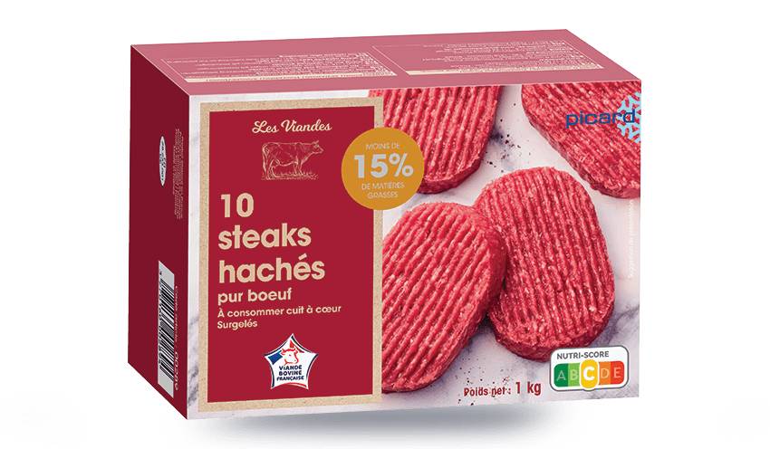 10 steaks hachés, 15% M.G maximum