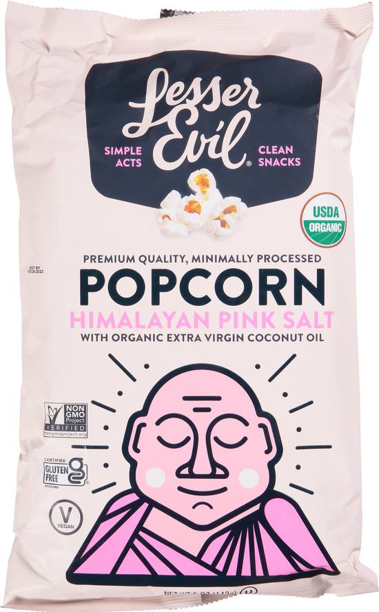 Lesserevil Organic Himalayan Pink Salt Popcorn