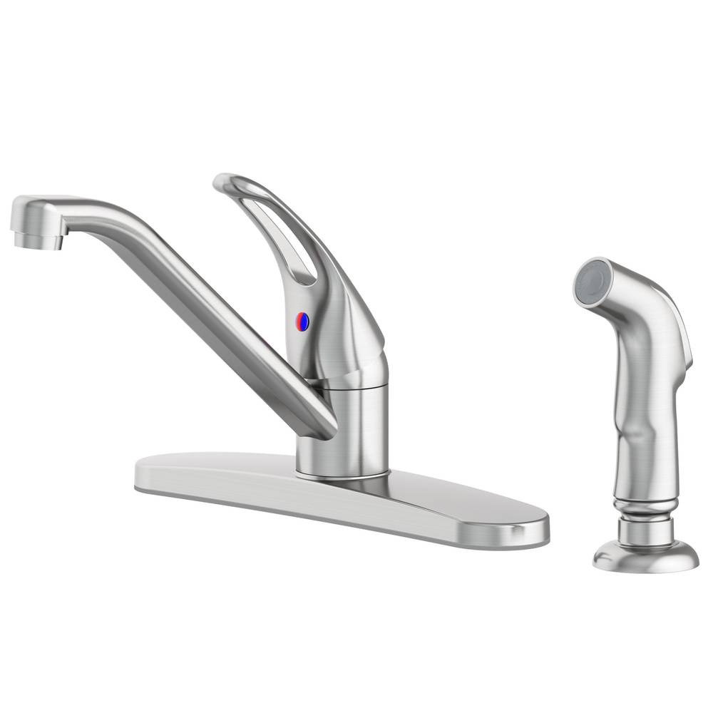 Project Source Wakebridge Stainless Steel Pvd Single Handle Kitchen Faucet (Deck Plate and Side Spray Included) | 67896W-100802