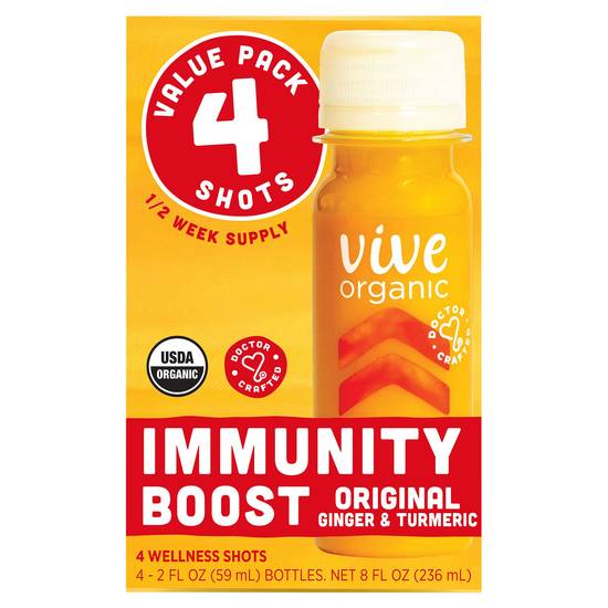 Vive Organic Ginger & Turmeric Immunity Boost Shots (4 ct)