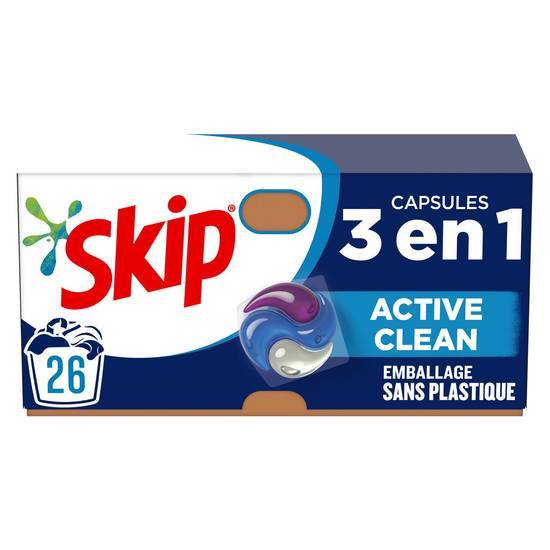 Skip - Lessive capsules 3 en 1 active clean 26 lavages (26 x 21,1g)
