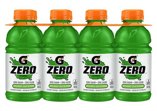 Gatorade Zero Sugar Sports Drink, Apple Burst (8 x 355 ml)