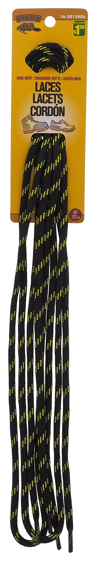 Kanauk Professional Shoe & Boot Laces, Black-Yellow (2 ct)