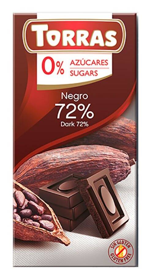 Chocolatre Dark 72% Sin Azúcar Negro 75g