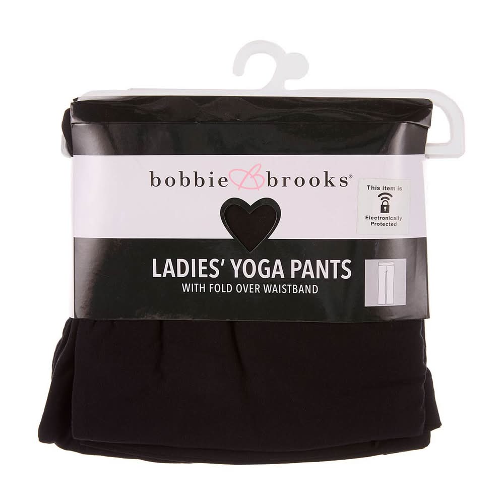 Bobbie Brooks Ladies' Yoga Pants With Fold Over Waistband Black 2xl