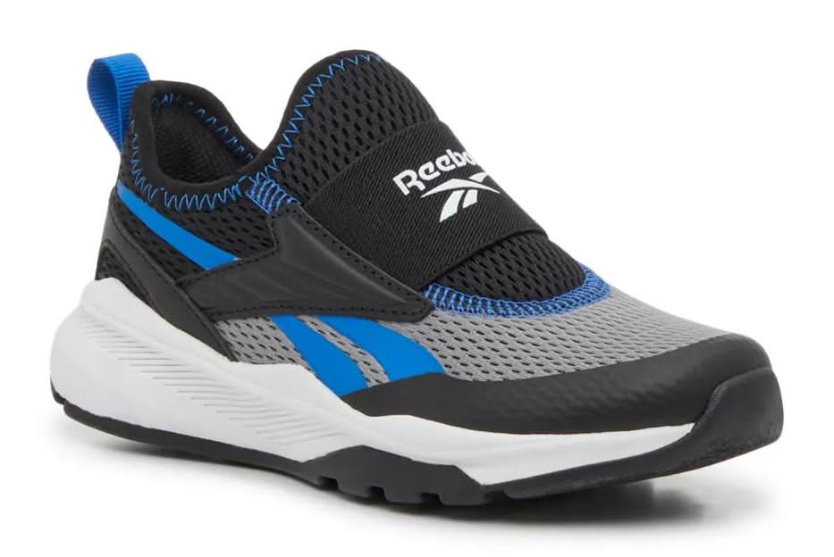Reebok Shadow Flux Slip-On Sneaker - Kids' (Black/Grey/Blue Medium - 13 Youth)