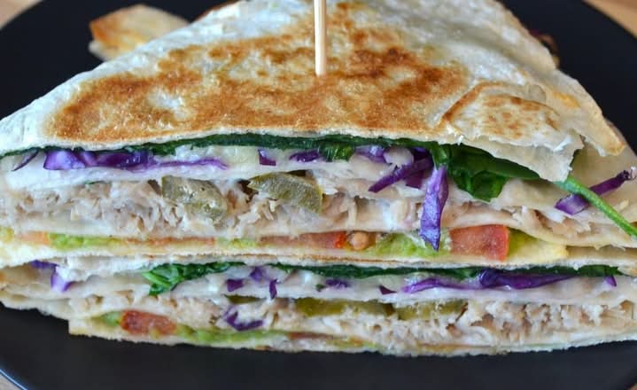 Cheesy Pulled Pork Loaded Tort Melt