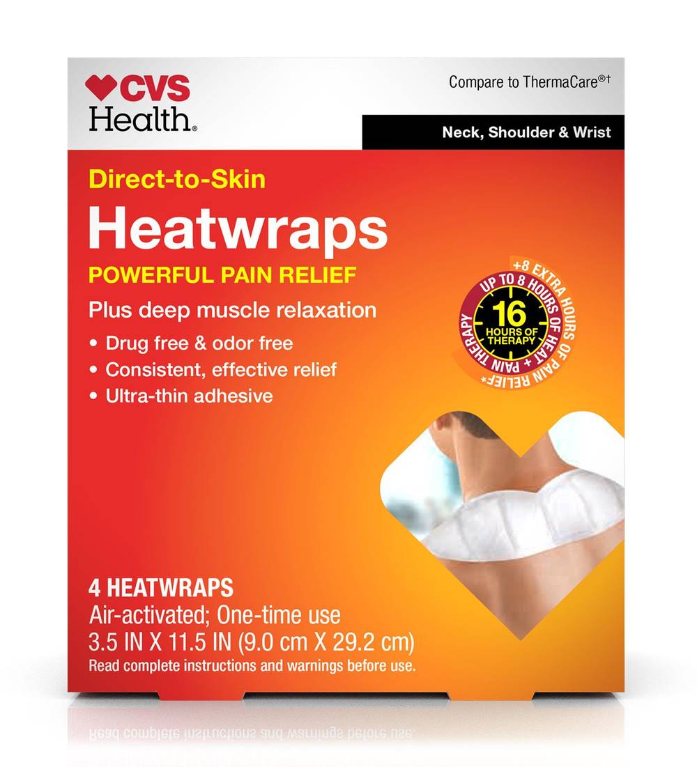 CVS Health Direct-To-Skin Heatwrap Pain Relief, 3.5" X 11.5" (4 ct)