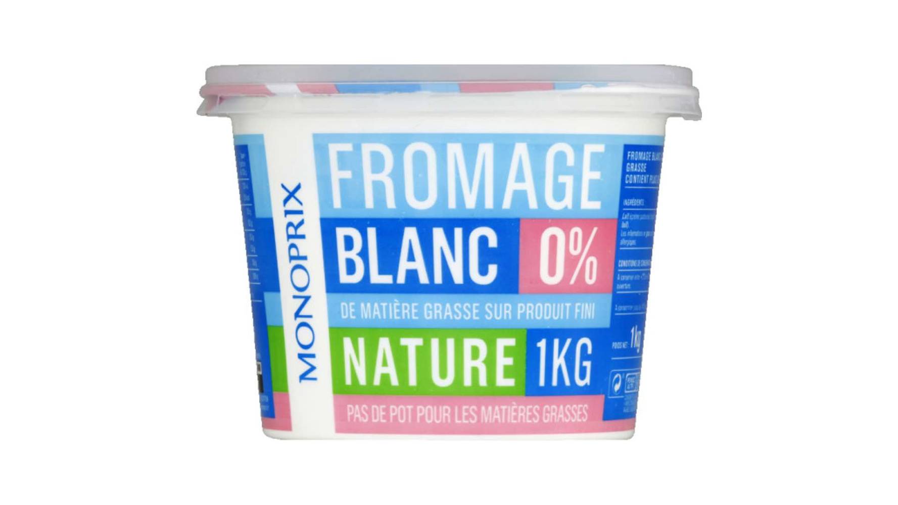 Monoprix Fromage blanc 0% MG nature Le pot de 1 kg