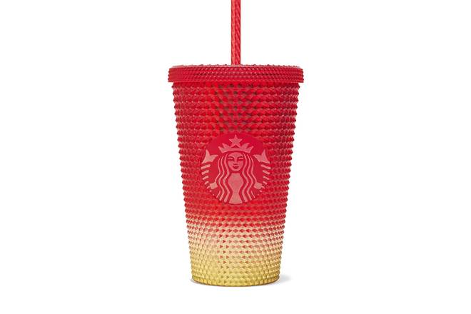 Cold Cup Bling Red Gold 16Oz