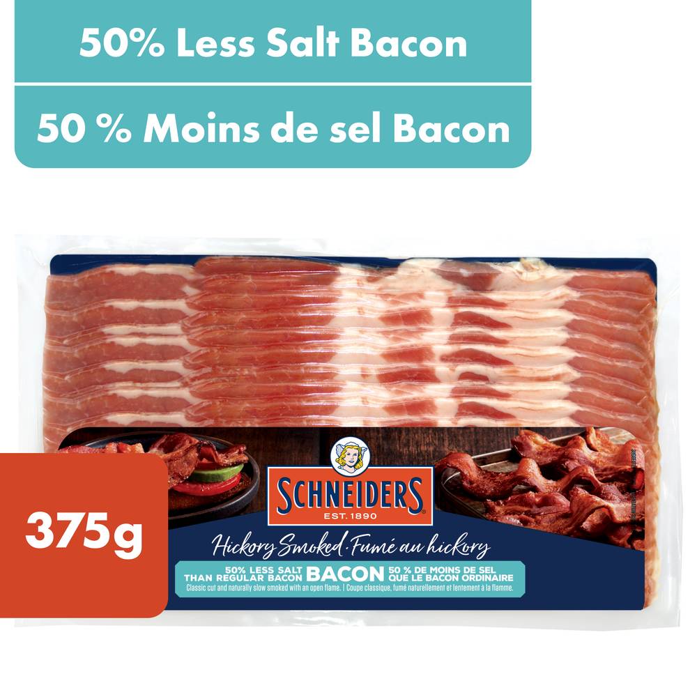 Schneiders Hickory Smoked 50% Less Salt Bacon (375 g)