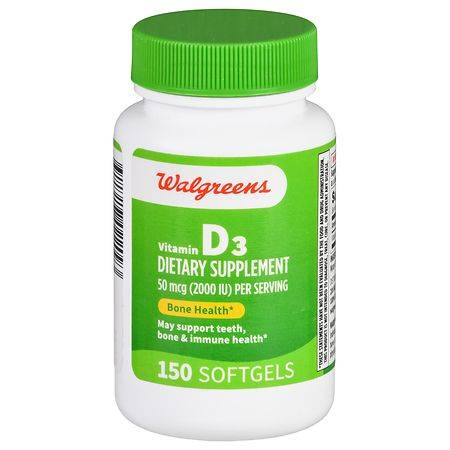 Walgreens Vitamin D3 50 mcg Softgels - 150.0 ea