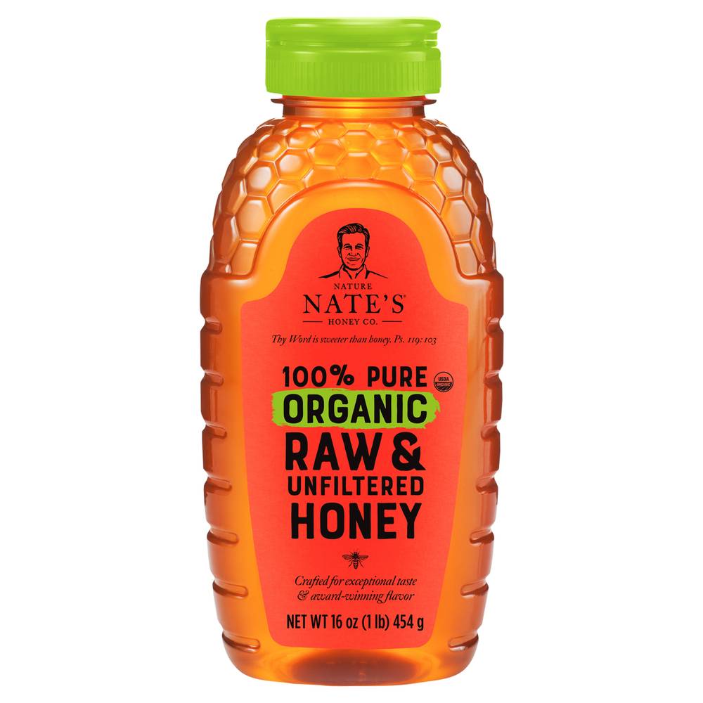 Nature Nate's Honey Co. 100% Pure Organic Raw & Unfiltered Honey (1 lbs)