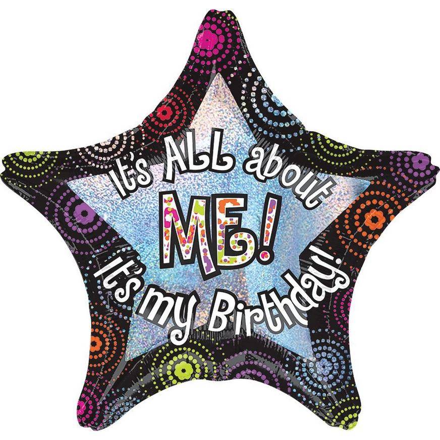 Party City Giant Prismatic All About Me Birthday Star Balloon (28 in/black)