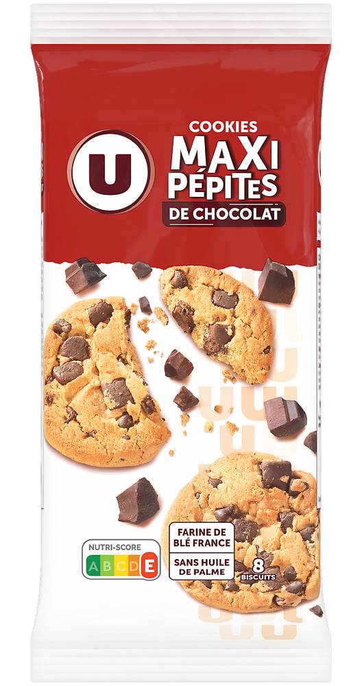 Les Produits U - Cookies maxi aux pépites de chocolat (184g)