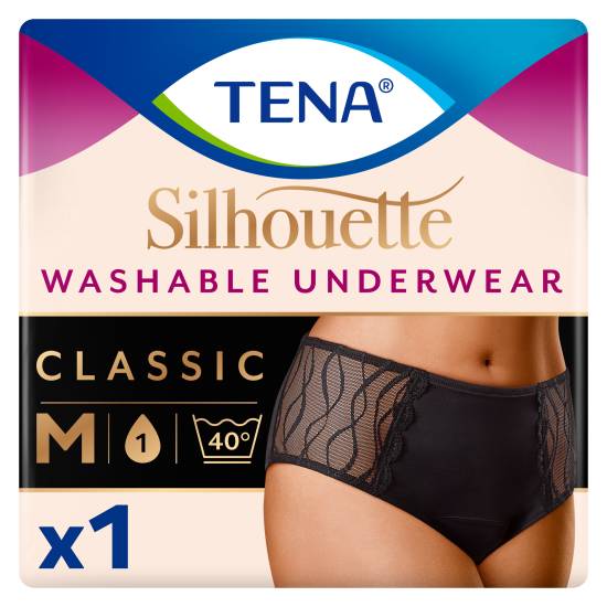 Tena Silhouette Washable Absorbent Underwear Classic Black m, Delivery  near you