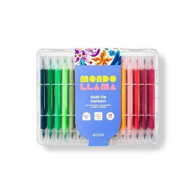 Mondo Llama Dual Tip Brush Marker Set in Plastic Case (48 ct)