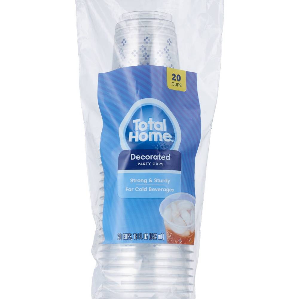 Total Home Decorative 18 Oz Party Cups, 20 Ct