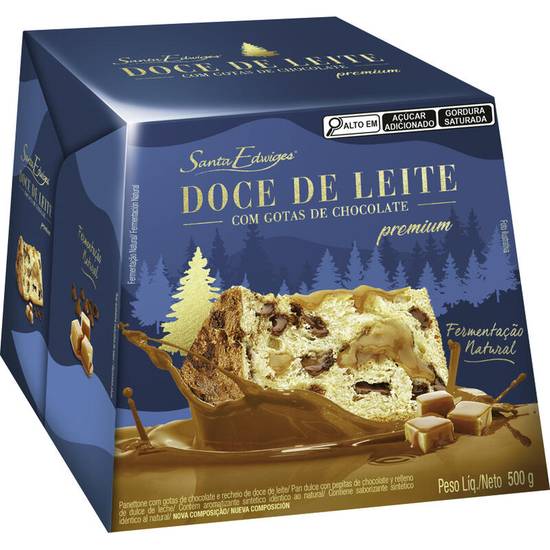 Santa edwiges panettone de doce de leite com gotas de chocolate premium (500 g)