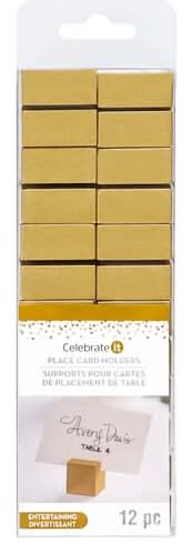 Celebrate It Block Place Card Holders, 1 in, Gold (12 ct)