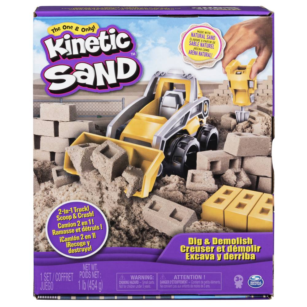 Kinetic Sand Dig & Demolish Playset With and Toy Truck, Play Sand Sensory Toys