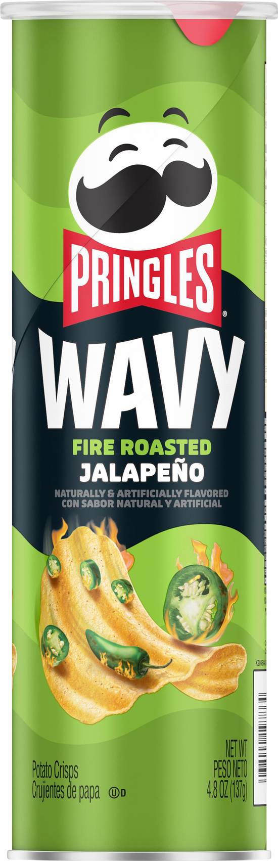 Pringles Roasted Jalapeno Flavored Wavy Potato Crisps