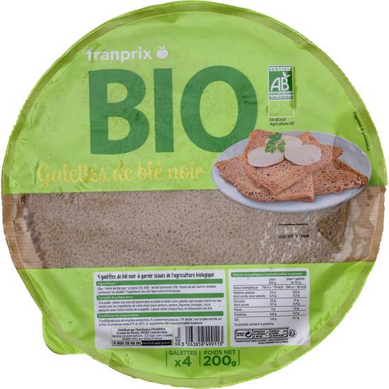Galettes de blé noir Bio franprix bio 4x50g