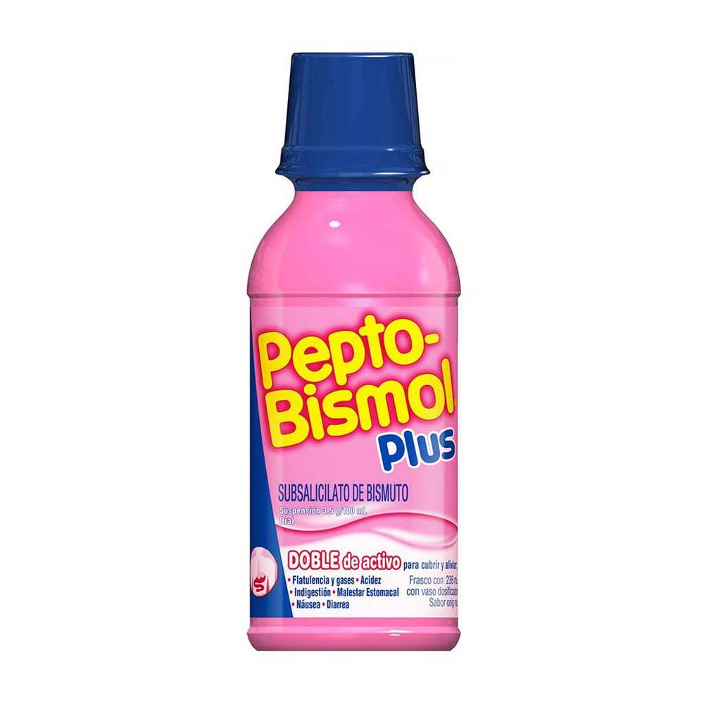 Pepto-bismol antidiarréico plus (botella 236 ml)