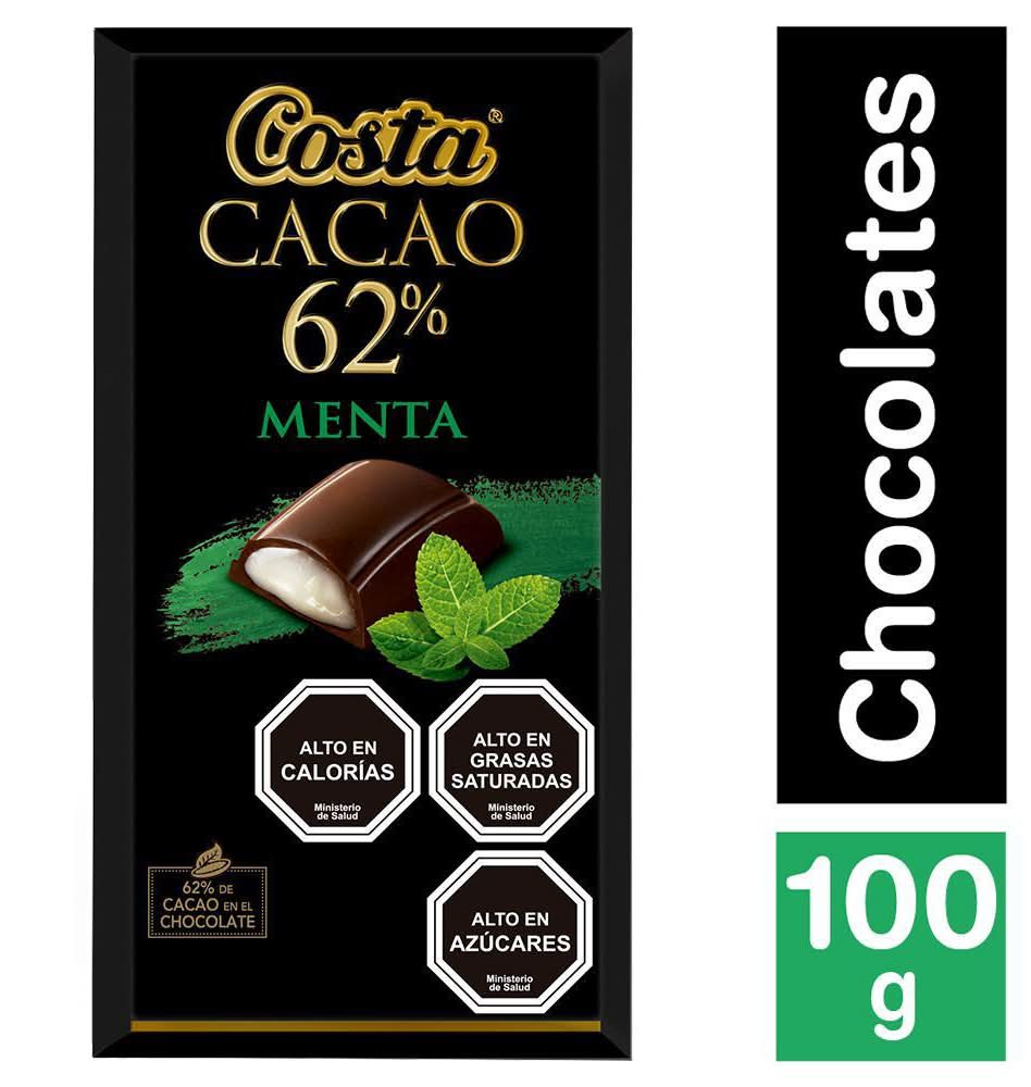 Costa · Cacao 62% tableta de chocolate relleno - Menta (100 g)