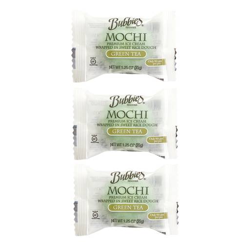 3ct Bubbies Hawaii Green Tea Mochi Ice Cream Individually Wrapped