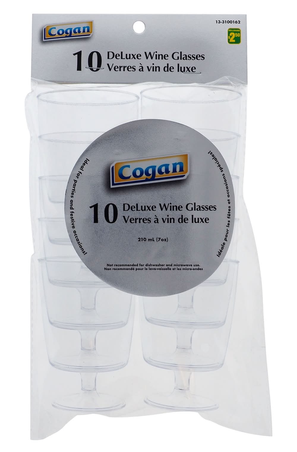 210 Ml Capacity Plastic Wine Glasses (10 ct)