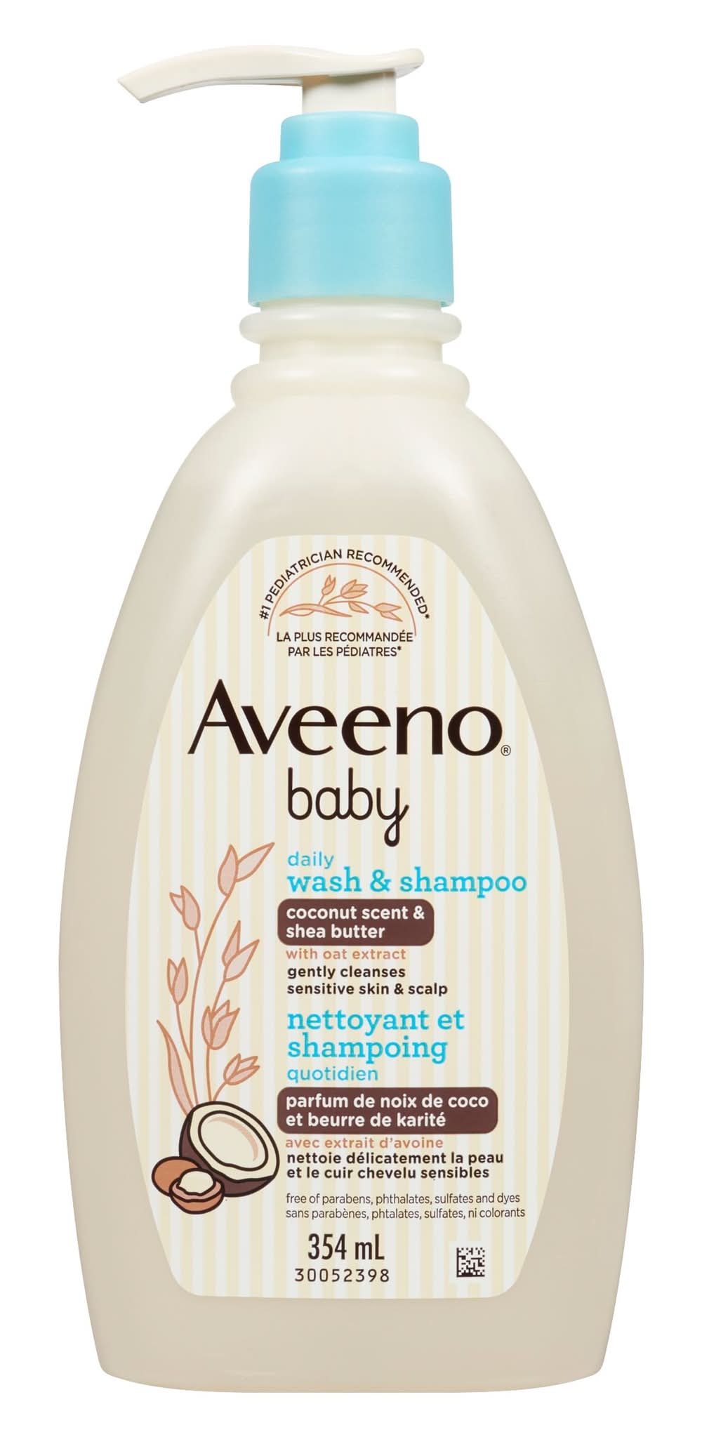Aveeno nettoyant et shampoing quotidien pour bébé (parfum noix de coco - beurre de karité)