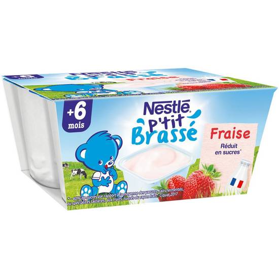 Yaourts bébé brassé à la fraise dès 6 mois Nestle 4x100g