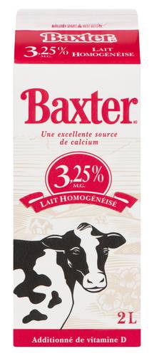 Baxter lait homogénéisé 3.25 % m.g. - homogenized milk 3.25% m.f. (2 l)