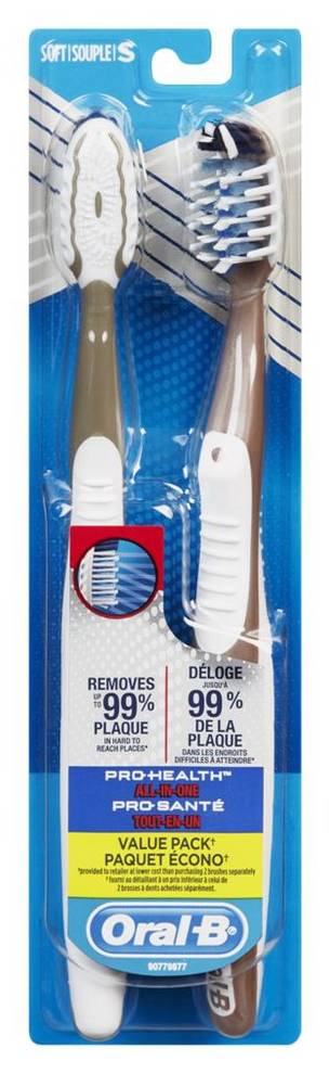 Oral-b pro-santé toute-en-une avec soies crossaction brosse à dents (2 unités, souple) - pro-health all-in-one 40 soft toothbrush twin pack (2 ea)