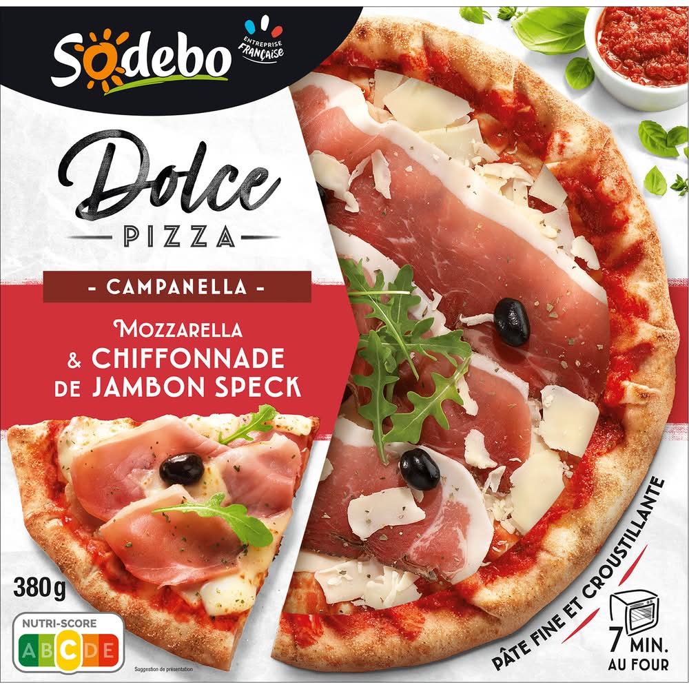 Sodebo - Dolce pizza campanella, mozzarella & chiffonnade de jambon speck (380g)