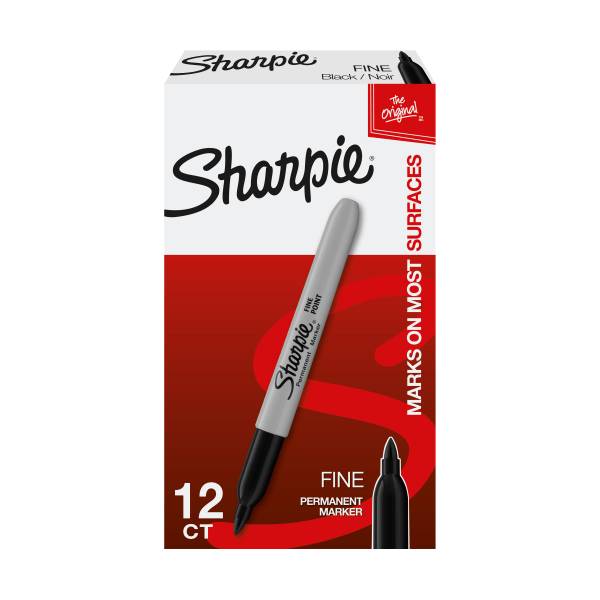 Sharpie Fine Point Permanent Markers, Gray Barrel, Black Ink (12 ct)