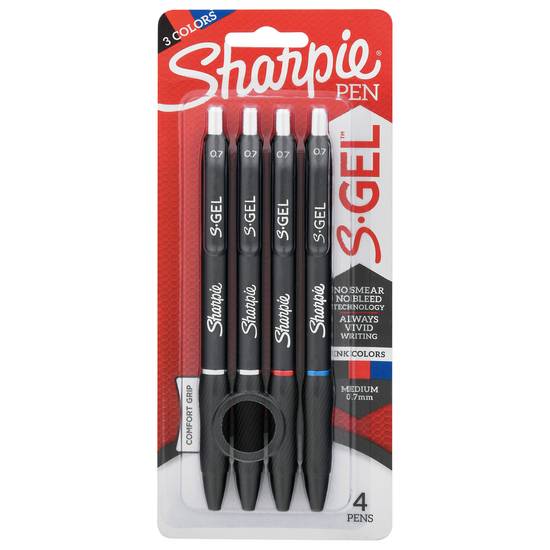 Sharpie 0.7 mm Assorted Colors S-Gel Medium Pens (4 pens)