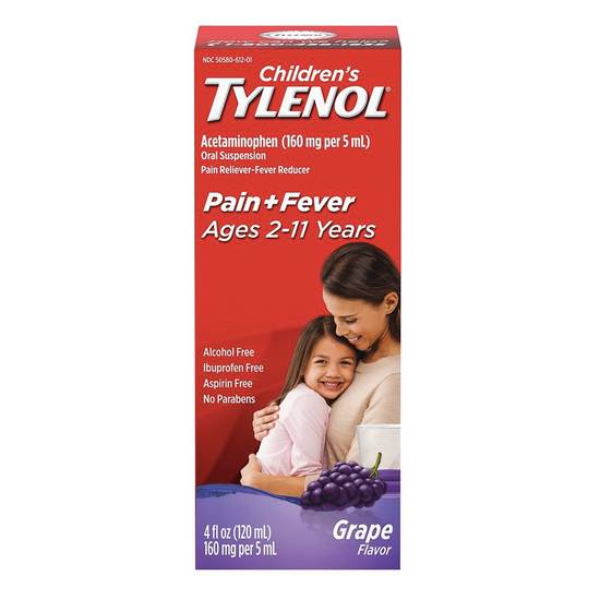Tylenol Children's Pain Reliever and Fever Reducer, Grape, 4 OZ