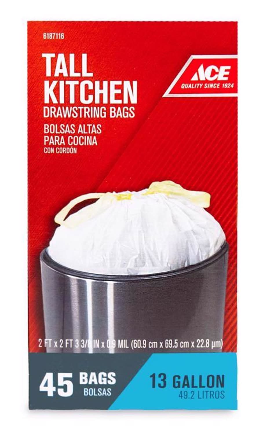 Ace 13 Gal No Scent Tall Kitchen Bags Drawstring 45 Pk