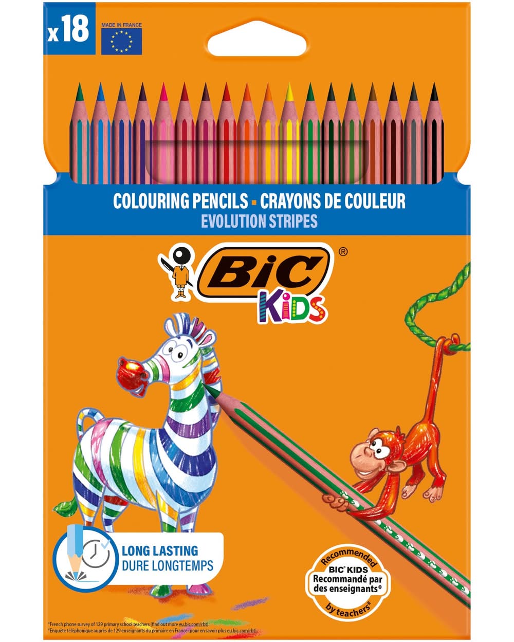 Lápis Cor Bic Kids Evolution Stripes 18 Unidades
